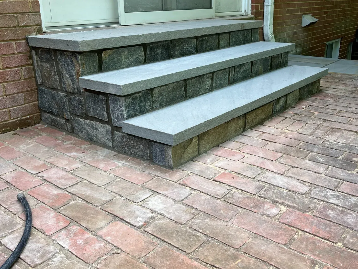 Bluestone treads onto a paver landing