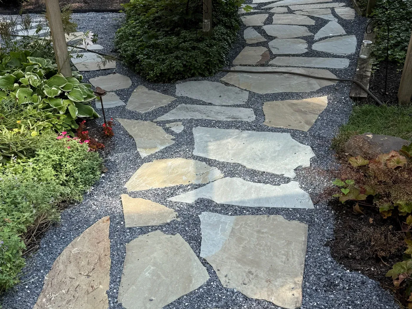 Flagstone walkway and beds