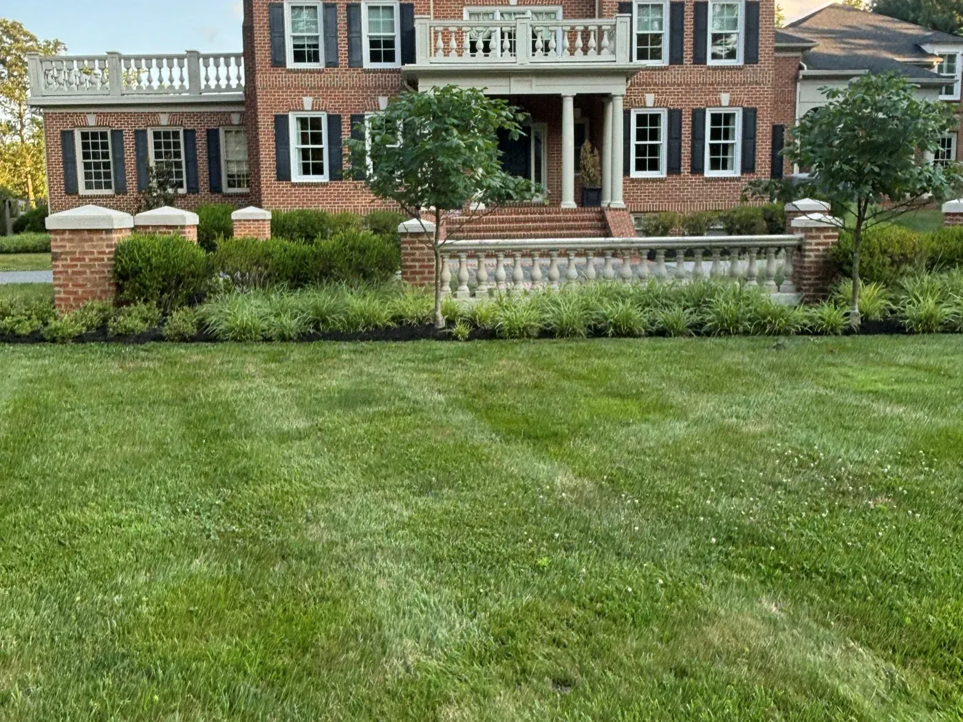 Front lawn and formal planting beds